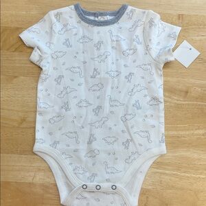 LittleMe Dinosaur Print White and Gray Baby Onesie NWT